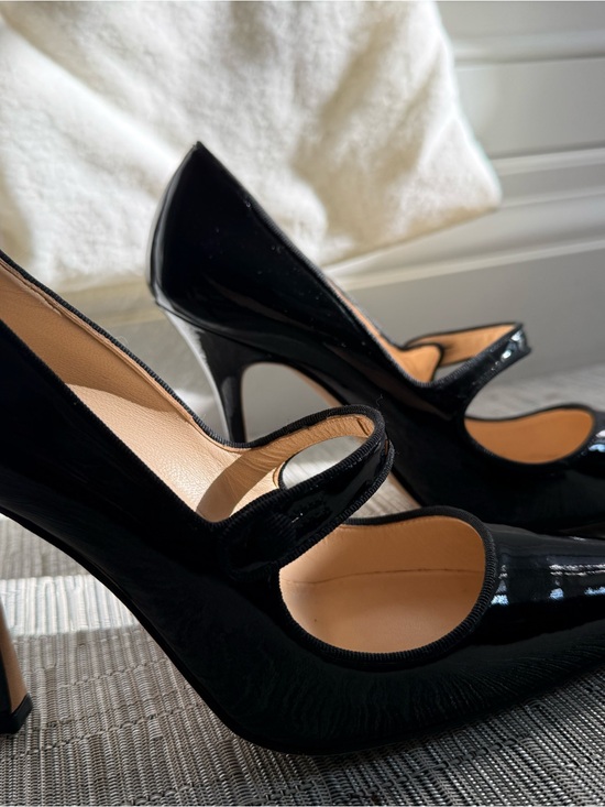 Manolo Blahnik Shoes - Manolo Blahnik Campari Black Patent Mary Jane Pumps with Rounded Toe